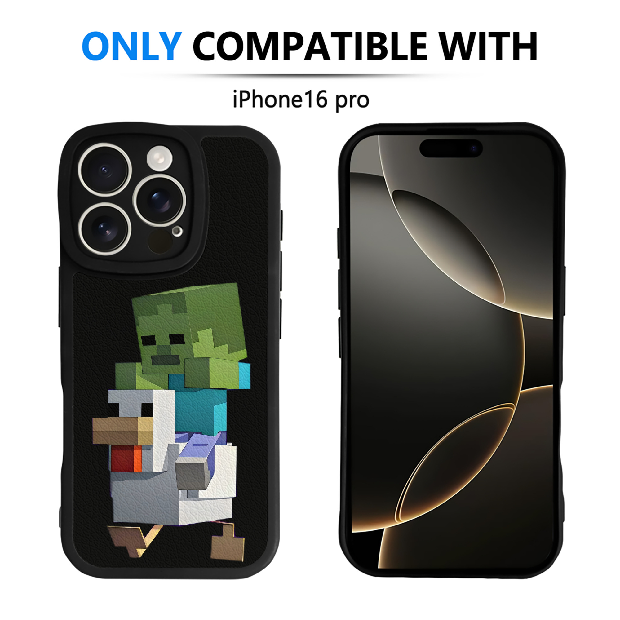 （画像用） マインクラフト ブロックの世界 Minecraft MC Block world 【iPhone 16シリーズ対応】シリコンスマホケース（レザー調） 材質：シリコン